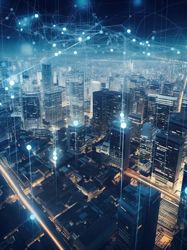 Un visuel imaginatif de la ville numérique intelligente avec un
