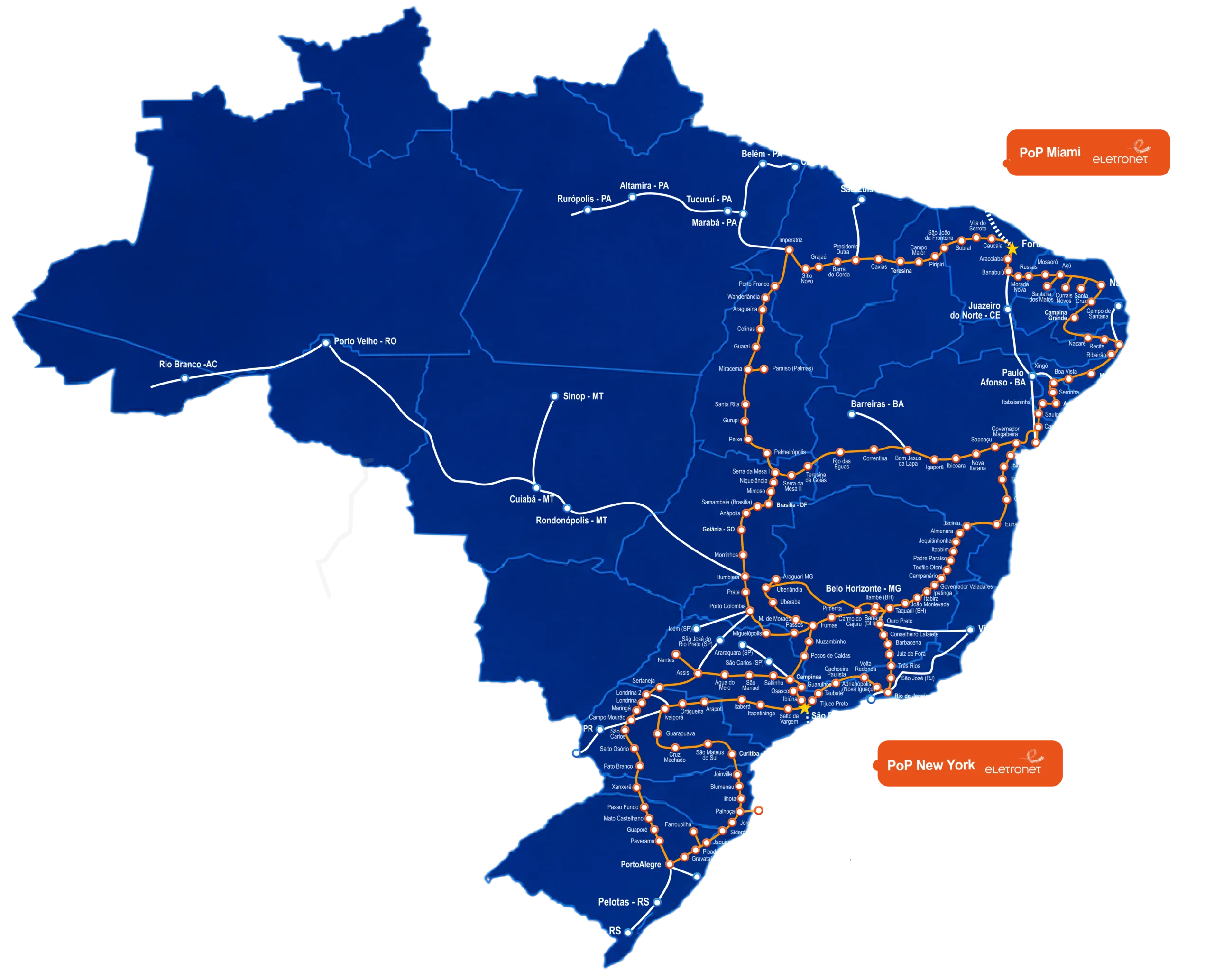 Mapa completo da rede Eletronet