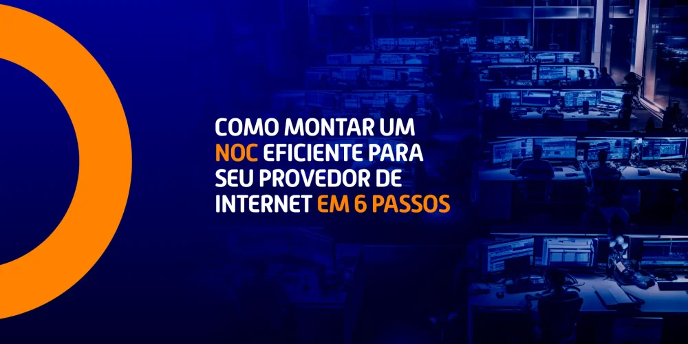 Sala de operação com profissionais monitorando redes em múltiplas telas, representando um NOC moderno e eficiente
